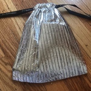 MAC Cosmetics Silver Drawstring Bag
